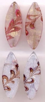 Frosted Navettes with Aventurina, 40x15mm; Champagne Pink or White